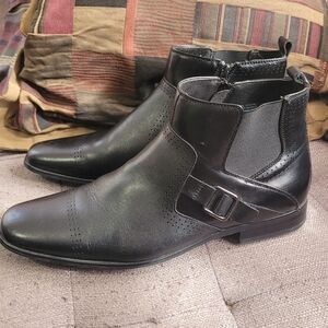 Stacy Adams Black Leather Buckle Boots